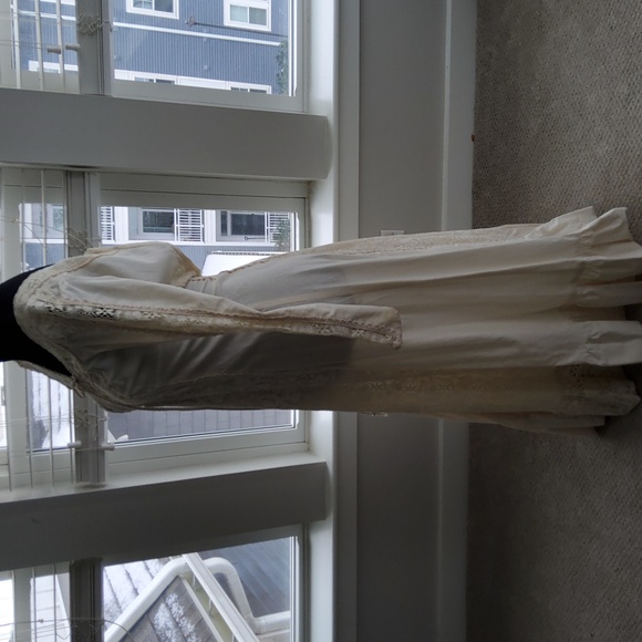 Gunne Sax / Black Label 60s Cream Cotton & Lace Boho Maxi Dress - Picture 13 of 16